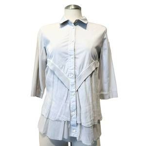 NEW EUROPEAN CULTURE knit v ruffle top in grey